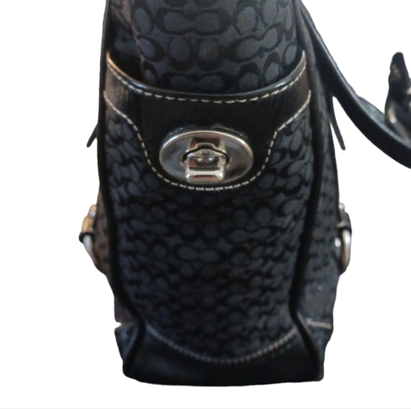 Coach Signature Jaquard Tote Black Shoulder Bag - Picture 5 of 11